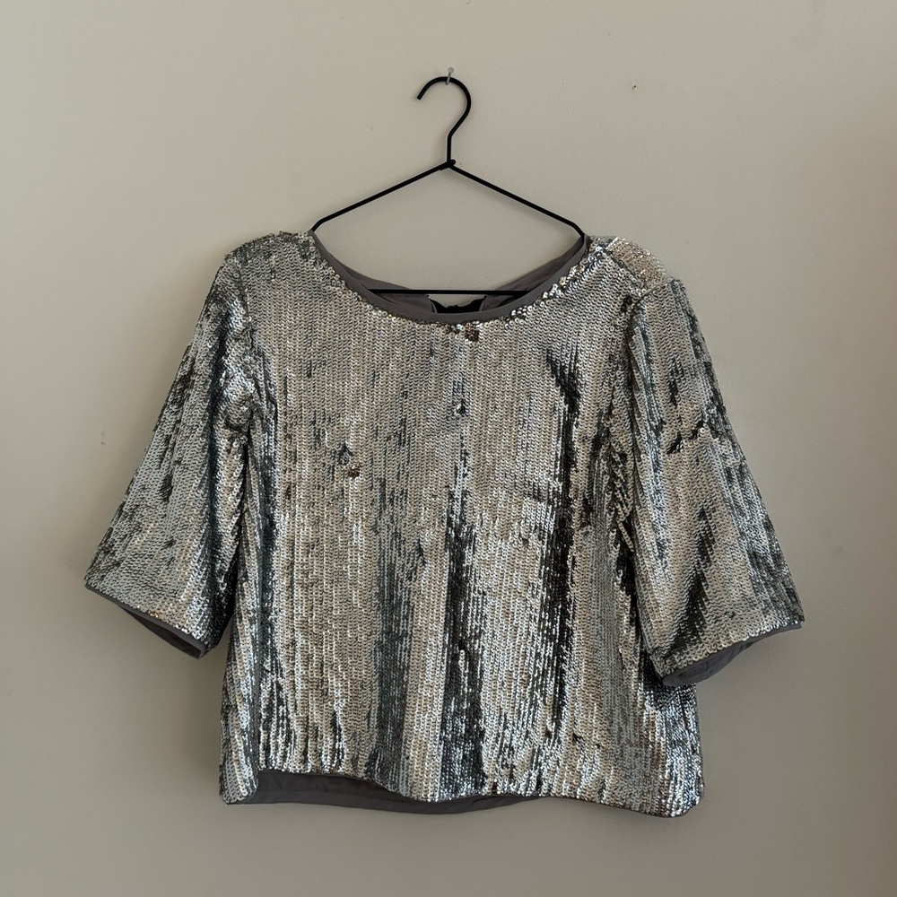 J. Crew Sequin Short Sleeve New Years Eve Top